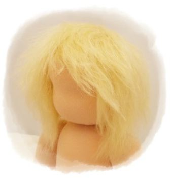 Teil 3/4: Gr 54cm Puppenhaare aus Mohairfellgewebe BLOND/Haarlänge 7cm