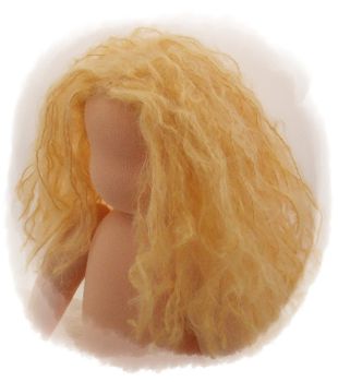 Teil 3/4: Gr 54cm Puppenhaare/Frisur aus Glattmohairgarn BLOND/Haarlänge 18cm