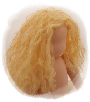 Teil 3/4: Gr 30cm Puppenhaare/Frisur Glattmohairgarn BLOND/Haarlänge 9cm