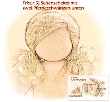 Teil 3/4: Gr 40-48cm Puppenhaare/Frisur aus Tibetlammfell STROHBLOND-ROSÈ/gemischte Haarlänge 9-12cm