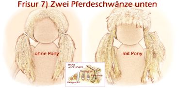 Teil 3/4: Gr 54cm Puppenhaare/Frisur aus Glattmohairgarn BLOND/Haarlänge 18cm