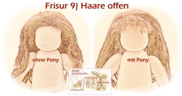 Teil 3/4: Gr 54cm Puppenhaare/Frisur aus Glattmohairgarn KASTANIENBRAUN/Haarlänge 18cm