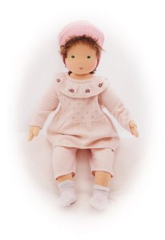 Baby Strickkleid rosé mit Blümchen 50-54cm