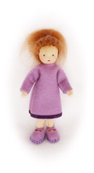 Mutter mit hellbraunen Haaren und violettem Kleid /Größe 11cm