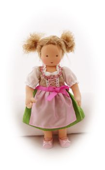 Puppen-Dirndl Röschen rosé-grün 42-48cm