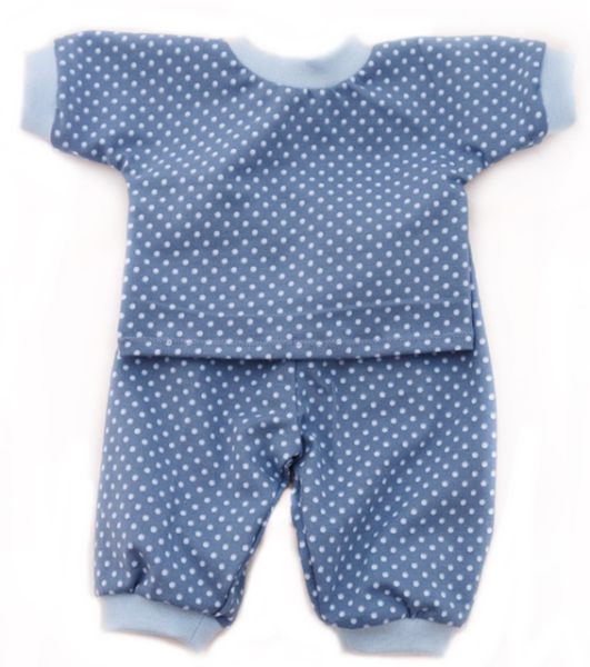 Puppen-Schlafanzug blau gepunktet 40-48cm