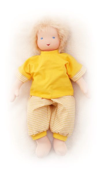 Puppen-Zweiteiler gelb-kariert 40-48cm
