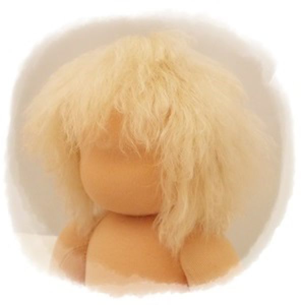 Teil 3/4: Gr 54cm Puppenhaare aus Mohairfellgewebe STROHBLOND/Haarlänge 7cm