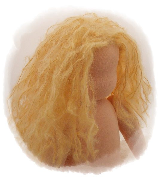 Teil 3/4: Gr 40-48cm Puppenhaare/Frisur aus Glattmohairgarn BLOND/Haarlänge 18cm