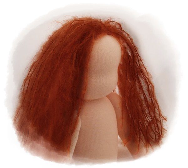 Teil 3/4: Gr 40-48cm Puppenhaare/Frisur aus Glattmohairgarn GINGER/Haarlänge 18cm