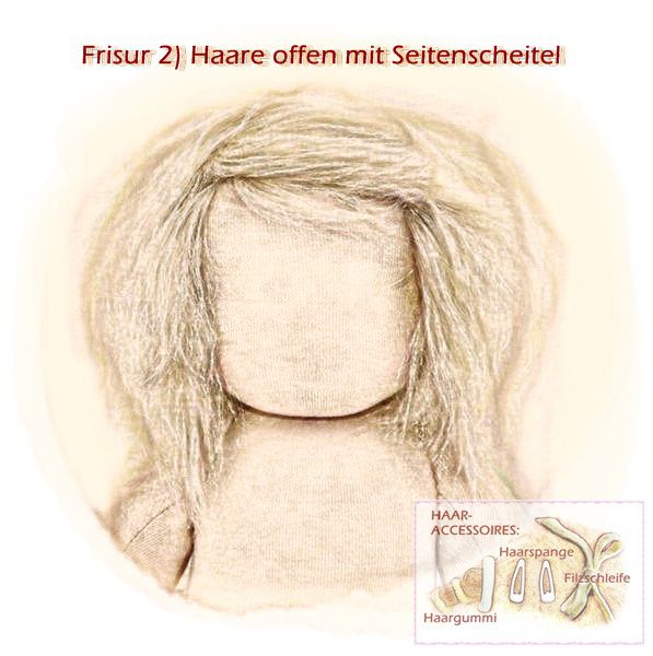 Teil 3/4: Gr 54cm Puppenhaare aus Mohairfellgewebe BLOND/Haarlänge 7cm