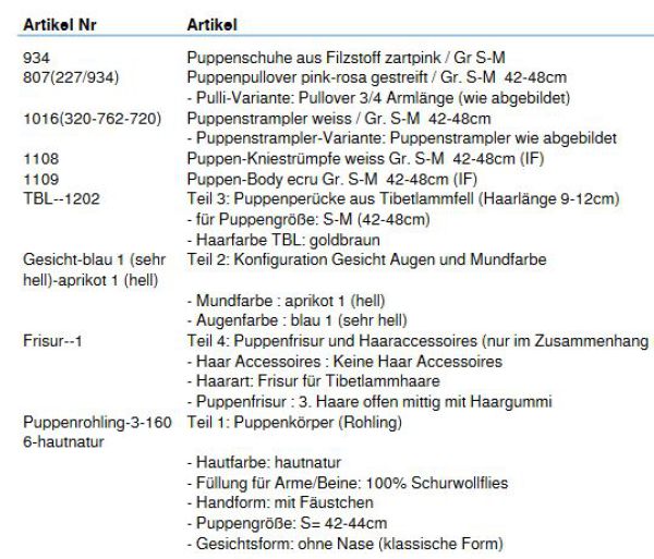 Wunschpuppe für Bestellung 201710271