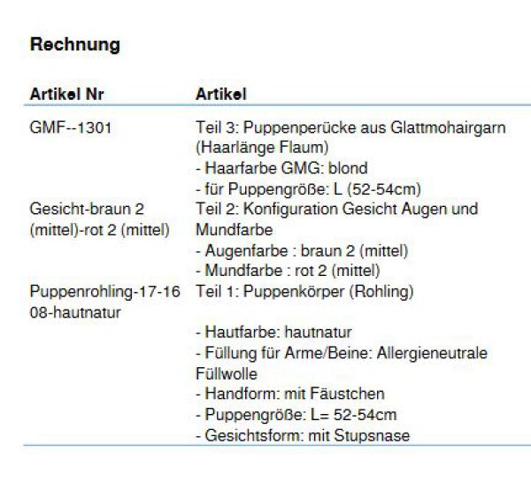 Wunschpuppe für Bestellung 201710290