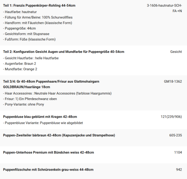 WUNSCHPUPPE für Bestellung 202101836