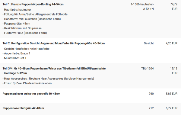 WUNSCHPUPPE für Bestellung 202300016