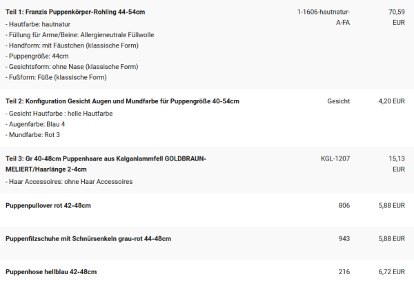 WUNSCHPUPPE für Bestellung 202300068