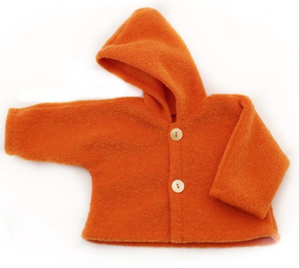 Puppen-Kapuzenjacke orange 42-48cm