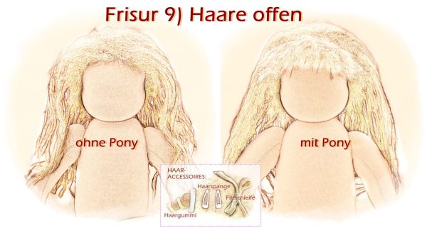 Teil 3/4: Gr 40-48cm Puppenhaare/Frisur aus Glattmohairgarn BLOND/Haarlänge 18cm