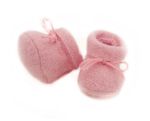 Puppen-Wollschuhe rosa mit rosa Bändel  44-48cm