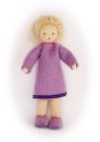 Mutter blond mit violettem Kleid /Größe 11cm